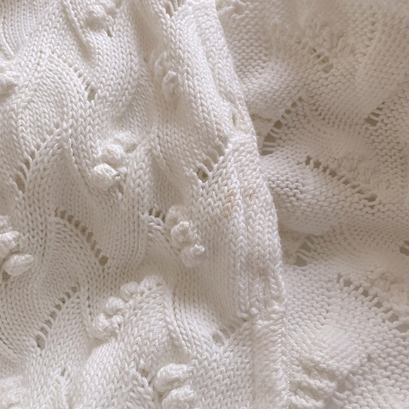 Sezane White Cotton Cable Knit Cardigan with Bell Sleeves - S - Picture 10 of 10